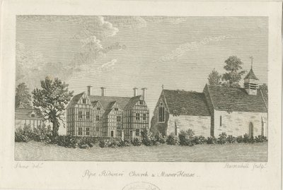 Pipe Ridware Kirche und Herrenhaus: Gravur, undatiert [1762-1798] von Stebbing Shaw