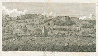 Wolseley - Colwich Kirche und Oakedge House (Stich) von Stebbing Shaw