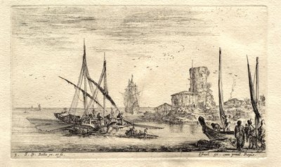 Eine Galeere bewegt sich auf das offene Meer zu von Stefano della Bella