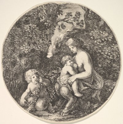 Eine weibliche Satyr stillt ein Kind von Stefano della Bella