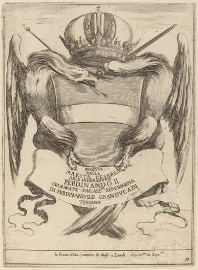 Wappen mit Widmung an Großherzog Ferdinand II von Stefano della Bella
