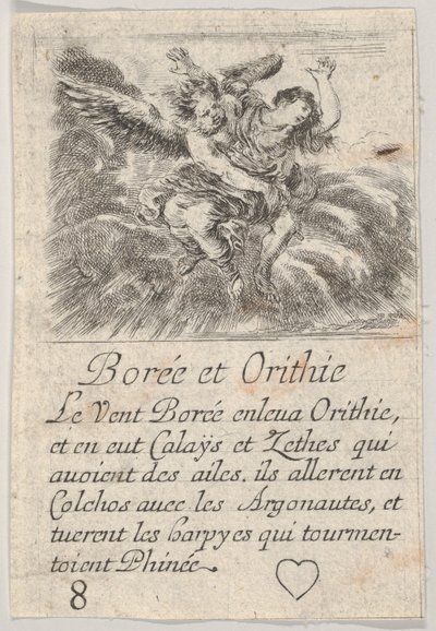 Boreas und Orithyia, aus Spiel der Mythologie, 1644 von Stefano della Bella