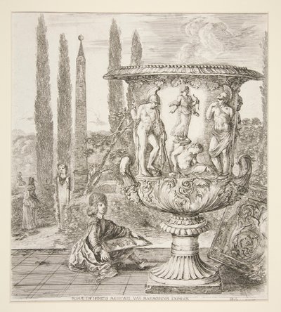 Junge, der die Medici-Vase in einem italienischen Garten skizziert von Stefano della Bella