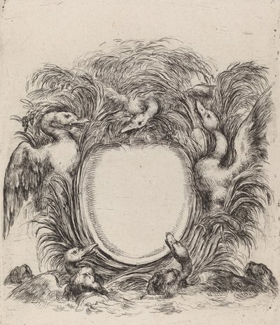 Kartusche mit Enten und Hunden, 1647 von Stefano della Bella