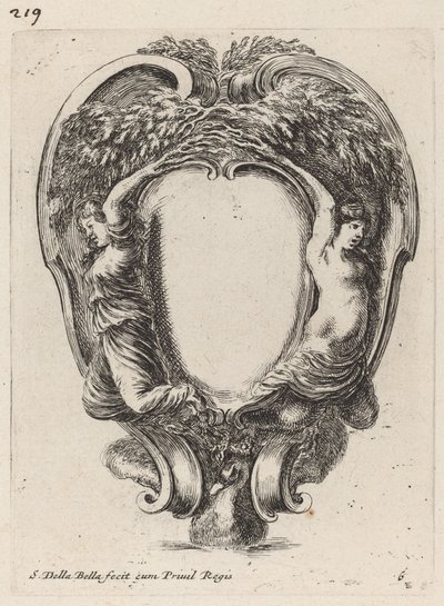 Kartusche mit zwei Nymphen, die sich in Bäume verwandeln von Stefano della Bella