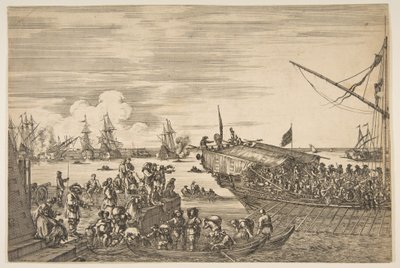 Abfahrt einer Galeere im Hafen von Livorno, aus Ansichten des Hafens von Livorno ..., 1654-55 von Stefano della Bella