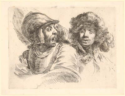 Erschrockener Soldat und Mann mit Pelzmütze von Stefano della Bella