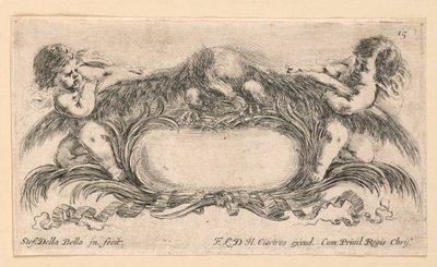 Wappen, Nr. 15 aus "Raccolta di varii cappriccii et nove inventioni di cartelle et ornamenti" von Stefano della Bella