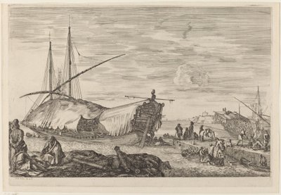 Galeere mit Segeldeck, wahrscheinlich ca. 1654-1655 von Stefano della Bella