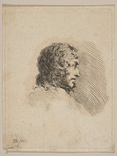 Kopf eines jungen Mannes im Profil, aus Verschiedene Porträts Recueil de Diverses Pièces S..., ca. 1647 von Stefano della Bella