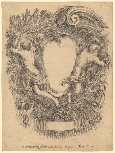 Kartusche mit Mensch und Satyr von Stefano della Bella
