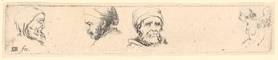 Kopfstudien dreier Philosophen, rechts Studie einer geflügelten Figur von Stefano della Bella