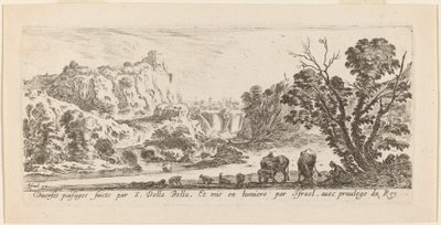 Landschaft mit Wasserfall, 1641 von Stefano della Bella