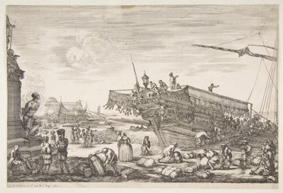 Beladen einer Galeere, aus Ansichten des Hafens von Livorno, 1654-55 von Stefano della Bella