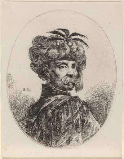 Mohr mit einem Turban, verziert mit fünf Federn von Stefano della Bella