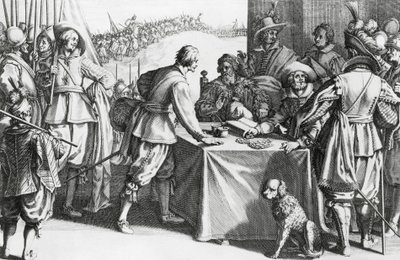 Söldner bezahlen, Gravur von Stefano della Bella von Stefano della Bella