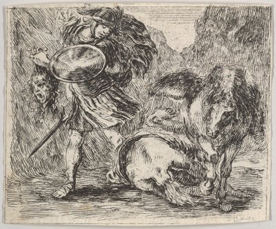 Perseus und Medusa, aus dem Spiel der Mythologie Jeu de la Mythologie, 1644 von Stefano della Bella