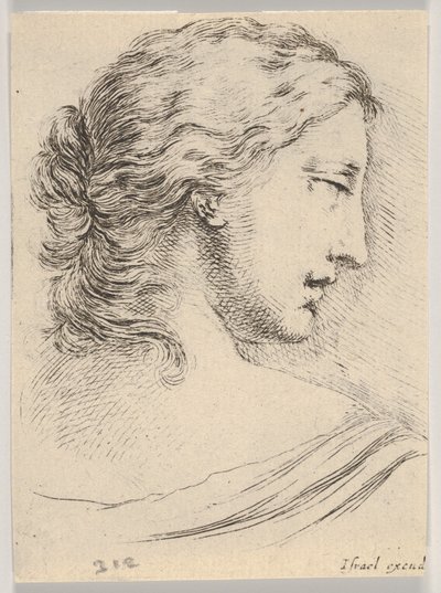 Tafel 5: Kopf einer Frau, im Profil nach rechts gedreht, aus Verschiedene Köpfe und Figuren..., 1650 von Stefano della Bella