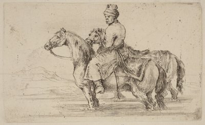 Polnischer Begleiter mit zwei Pferden von Stefano della Bella