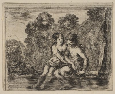 Salmacis und Hermaphrodit, aus Spiel der Mythologie Jeu de la Mythologie, 1644 von Stefano della Bella