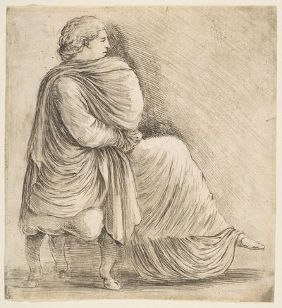 Sitzende Frau im Profil nach antikem Basrelief, ca. 1660 von Stefano della Bella