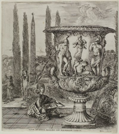 Die Medici-Vase, Platte eins aus Die sechs großen Ansichten von Rom und der Campagna von Stefano della Bella