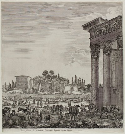 Der Tempel von Antonin und das Campo Vaccino von Stefano della Bella