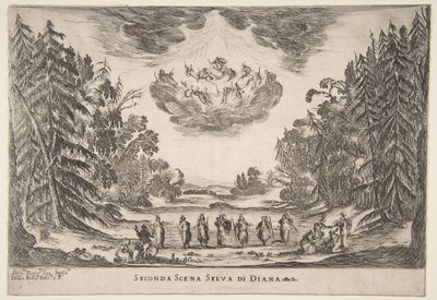 Die Hochzeit der Götter: Zweite Szene, Diana, 1637 von Stefano della Bella