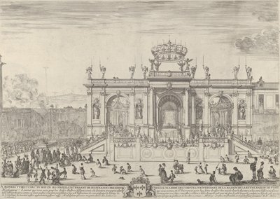 Der Altar des heiligen Sakraments, links das Sakrament unter einem Baldachin, getragen in Prozession, ca. 1648 von Stefano della Bella