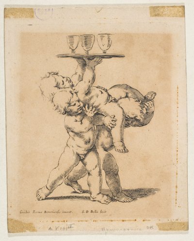 Drei Kinder mit einem Tablett, ca. 1638 von Stefano della Bella