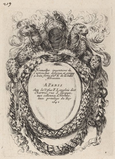 Titelseite für "Nouvelles inventions de Cartouches" von Stefano della Bella