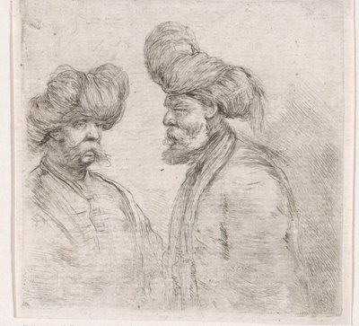 Zwei türkische Männer mit Schnurrbärten und Turbanen von Stefano della Bella