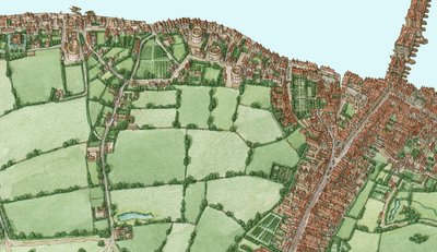 Bankside und Southwark, London, um 1600-25, 2021 von Stephen Conlin