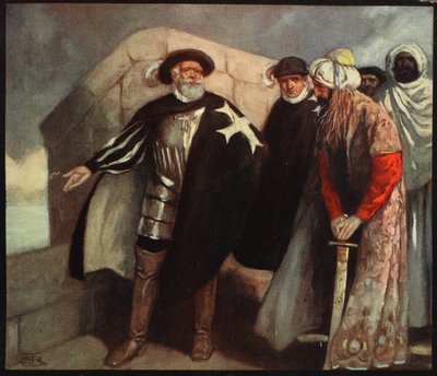 Die Ritter des Weißen Kreuzes in der Festung von Saint Angelo, Illustration aus 