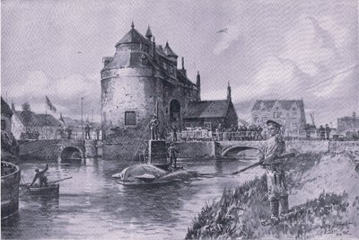 Ein sicherer Hafen in Brügge, aus Die illustrierte Geschichte des Weltkriegs 1914-1915, veröffentlicht von Union Berlagsefellfchaft von Willy Stoewer 