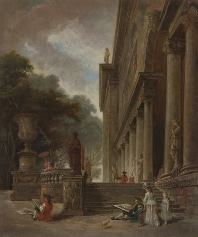 Kolonnade und Gärten des Medici-Palastes von Style of Hubert Robert