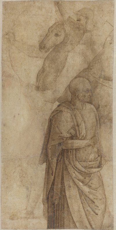 Reiter und stehender drapierter Mann, nach dem Antiken (verso) von Style of Pietro Perugino