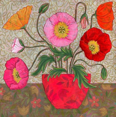 Bunte Mohnblumen in Vase von Susan Black