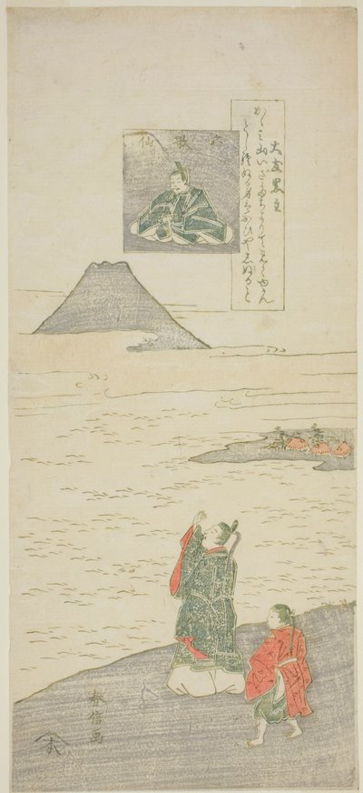 Gedicht von Otomo no Kuronushi, aus der Serie "Sechs berühmte Dichter (Rokkasen)" von Suzuki Harunobu