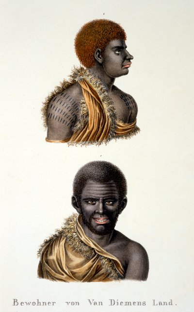 Eingeborene von Van Diemens Land, d.h. Tasmanien, aus Ethnologische Studie verschiedener Rassentypen von verschiedenen Kontinenten, von C.I. Brodtmann, 1824 von Swiss School