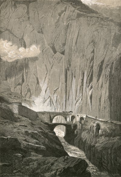 Die Teufelsbrücke - St. Gotthard Straße, Schöllenenschlucht von Swiss School