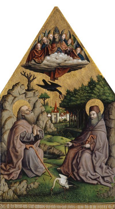Die wunderbare Speisung des Heiligen Antonius und des Heiligen Paulus des Einsiedlers von Swiss School