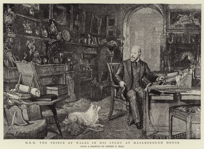Seine Königliche Hoheit der Prinz von Wales in seinem Arbeitszimmer im Marlborough House von Sydney Prior Hall