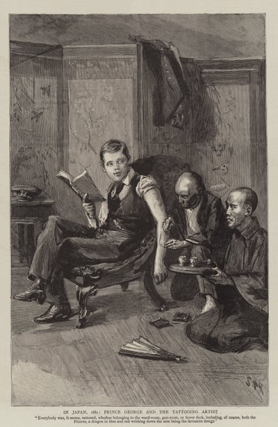 In Japan, 1881, Prinz George und der Tätowierkünstler von Sydney Prior Hall