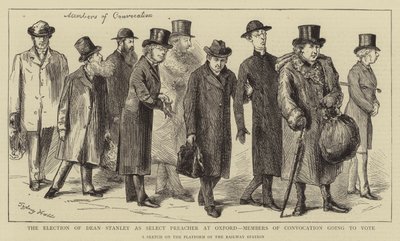 Die Wahl von Dean Stanley zum Prediger in Oxford, Mitglieder der Konvokation gehen zur Abstimmung von Sydney Prior Hall