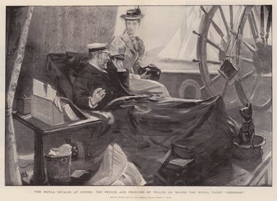 Der königliche Invalide in Cowes, der Prinz und die Prinzessin von Wales an Bord der königlichen Yacht Osborne von Sydney Prior Hall