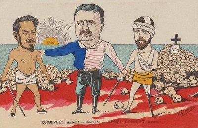 Roosevelt: Assez! - Enough! - Genug! Eine Karikatur zum Vertrag von Portsmouth von T. Bianco