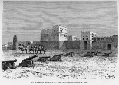 Scheich Aissa-Palast in Bahrain, Tschad. Taylors Gravur zur Illustration der Geschichte „A Suse, journal des excavilles“ von T Taylor