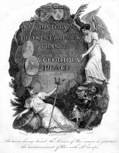 Britannia hat den Dämon des Krieges angekettet, 1816 von T. Wallis