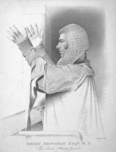 Henry Brougham Esq., M.P., der Generalstaatsanwalt der Königin, ca. 1820 von T. Wright